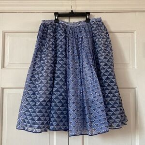 Thierry Colson Pleated Silk Blend Patterned Skirt Womens Size 0‎ XS Puffy Skirt